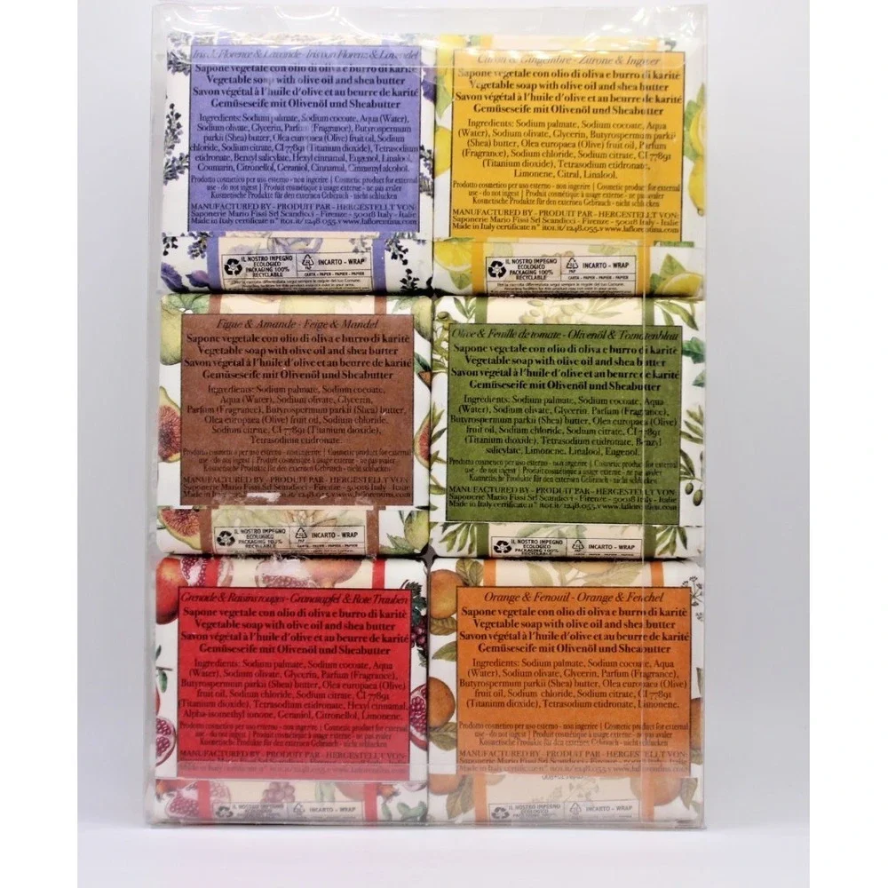 La Florentina 6 bars 3.7 oz ea NIB 6 scents Italian